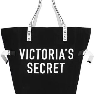 Victoria's Secret Limited Edition Large Tote Bag Black White Canvas